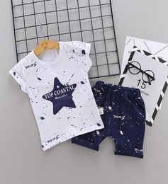 2Pcs Kids Baby Boys Clothing Sets Boy Girls Cotton star Tshirt TopsShort Pant Summer Children Clothes3948051