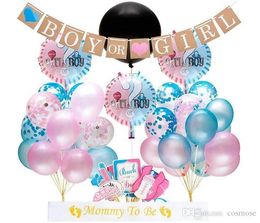 Decoration Gender Reveal Balloon Set 36 Inch Gender Reveal Boy or Girl Banner Confetti Foil Balloon Set