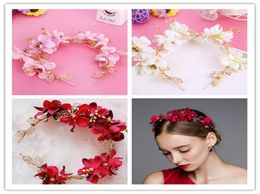 Wedding Bridal Rose Flower Headband Floral Crown Tiara Hairband Pink Purple Red Ivory Flowers Head Bands Hair Accessories Ornament6165475