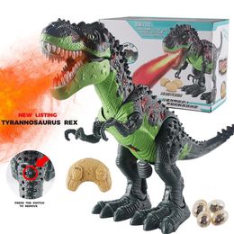 Interactive Toys For Children Remote Control Electronic Dinosaur Toy ABS Walking Dinosaurs Simulation Spray Christmas Gift LJ20110283t