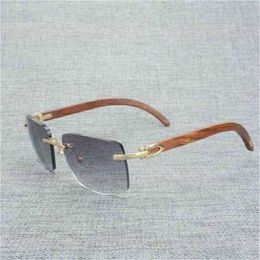 12% OFF Sunglasses Vintage Black White Buffalo Horn Rimless Square Men Wood Glasses Retro Wooden Shades for Summer Club EyewearKajia New