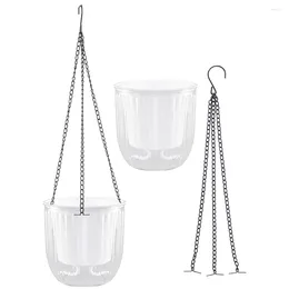 Vases 2pcs Self-Watering Hanging Planter For Indoor And Outdoor Plant Pot With Chains Drainage Holes