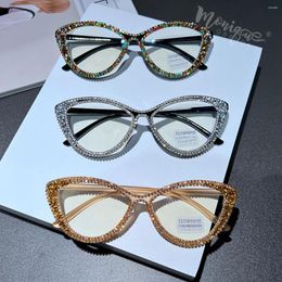 Sunglasses Rhinestone Anti Blue Light Blocking Cat Eye Glasses Women Trendy Retro Optical Eyewear Frame Female Designer Computer Eyeglasses