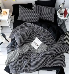 Solstice Home Textile Black White Stripe Bedding Set Girl Teen Boys Bedclothes Duvet Cover Pillowcase Bed Sheet King Twin 34Pcs2718578