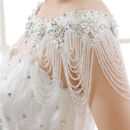 NSY Rhinestone Crystal Handmade Bridal Shoulder Necklace Beaded Women Pageant Prom Wedding Shoulder Jewellery Lace Necklaces 240105