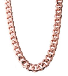 15mm Customization Length Trendy Mens Chain Rose Gold Color Stainless Steel Necklace For Men Curb Cuban Link Hip Hop Jewelry Chain3635698