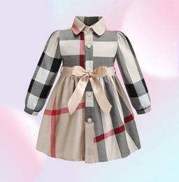 Baby Girl Dress Designer Clothes Dress Summer Girls Sleeveless Cotton Baby Kids Big Plaid Bow Dress7268638