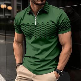 Simple Men'S Polo Zipper Shirt Solid Golf Tops Daily Outdoor Tees Business Casual Style Shirts Loose Oversized Men Clothing 240106