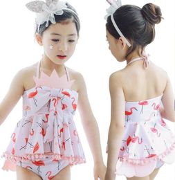 Girls Swimming Set Cartoon Flamingo Swimwear Suits Girl Sun Bathing Spring Swim Sets Bow Tank Tops Underpant Shorts With Swimming 4339914