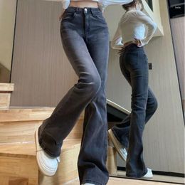 Women's Pants Korean High Waisted Jeans For Women 2024 Spring Casual Vintage Slim Denim Fashion Streetwear Straight Flare Y2k