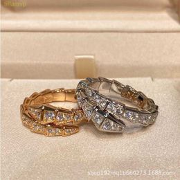 Spw1 Designer Luxury Jewellery Bvlger B-home Band Rings Spirit Ring Female Full Diamond Plated 18k Rose Gold Snake Bone Pair Bracelet Fashion Celebrity Live Broadcast