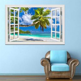 Wall Stickers Home Decor Summer Beach Coconut Tree Picture Removable Vinyl Decals Landscape Wallpaper Modern Decoration 210615275m