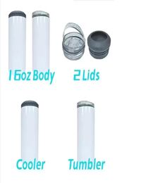 4 in 1 16oz Sublimation Can Cooler Straight Tumbler Stainless Steel Can Insulator Vacuum Insulated Bottle Cold Insulation FY51471358363