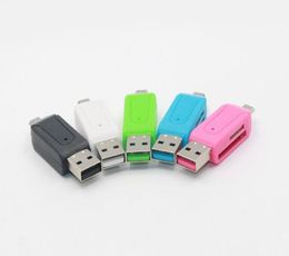OTG Adapter With TFSD Memory Card Reader 32GB with package For Android Smartphone Tablet Male To Micro USB 20 Dual Slot Fast tra3897810