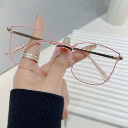 Sunglasses Cat Eye Anti-blue Light Pochromic Glasses Fashion Metal Square Computer Goggles Oversized Optical Frame Eyewear