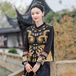 Ethnic Clothing 2024 Woman Vintage Hanfu Tops Chinese Vest National Flower Embroidery Oriental Sleeveless Jacket Tang Suit