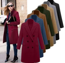 Fashion Large size woolen coat lady Mid length Double breasted traf women 2023 Winter outerwear Woman clothing wool coats 240105