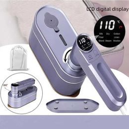 Other Health Appliances Foldable Garment Steam Iron with Digital Screen 2 in 1 Dry and Wet Ironing Handheld Clothing Steamer Small with 8 Preset Steam J240106