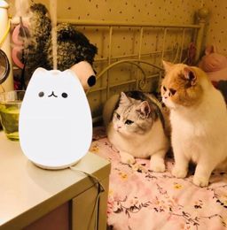 Brand New ZNT Cute Cat Humidifier Ultrasonic Spray Aromatherapy Machine Breathing Lamp Desktop Humidifier for gift Halloween Cat5983172