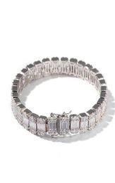 Hiphop Silver Square Diamond Bracelet Tenns Bracelet 7inch 8quotinch 86mm Simulate Dimonds Bangles Braceles9676050
