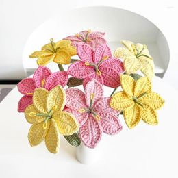 Decorative Flowers DIY Knitted Bouquet Small Lily Handmade Fake Home Table Crochet