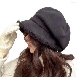 Berets Women Winter Beret Plush Hat Stylish Women's Ultra-thick For Weather Soft Solid Color Windproof Cap Autumn