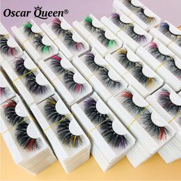 5D Fluffy Coloured Lashes Wholesale Colourful 3D Mink Lashes 25MM Fake Eyelashes Box Package Vendor Makeup Tools Eyelash Extension 240105