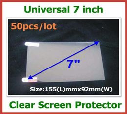 50pcs Universal 7 inch LCD Screen Protector Guard Film NOT FullScreen Size 155x92mm No Retail Packaing for GPS Tablet PC Camera W4338544