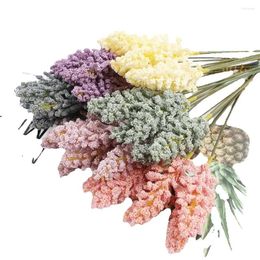 Decorative Flowers 6 Pcs/Bundle PE Lavender Artificial Flower Wholesale Plant Wedding Decoration Bride Bouquet Home Floral Christmas Decor