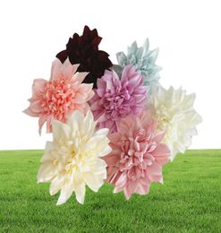 50pcs 11cm Dahlia Pompon Head Fake Flower Silk Artificial Flowers For Bride Wedding Wall Flower Garden Decoration DIY Home Decor5562733