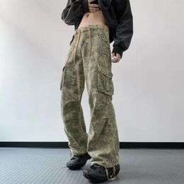 Men's Jeans Y2k Vintage Wide Leg Camouflage Pants Fashion Baggy Straight High Cargo Street Army Trousers 2024