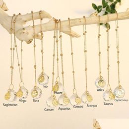 Party Favour Constellation Sun Catcher Crystal Rainbow Suncatcher Glass Car Hanging Decoration Window Garden Sunlight Prism Drop Deli Dhfqu