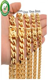 Gold Chain Mens Necklace Stainless Steel Jewellery Hip Hop Luxury Designer Necklaces Rapper Statement Cuban Link Men Accessories Jew8864513