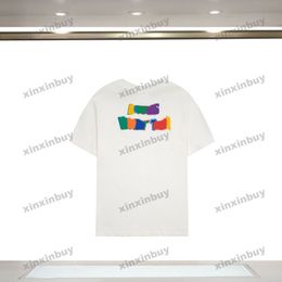xinxinbuy 2024 Men designer Tee t shirt basketball Colourful letter printing Crew Neck short sleeve cotton women Black white XS-XL