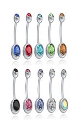 Stainless Steel Navel Stud Bell Button Rings Zircons Belly Ring Body Piercing Jewellery 12 Colours 12pcslot4045240