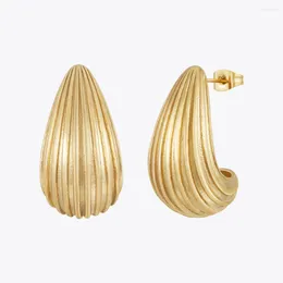 Stud Earrings ENFASHION Aretes De Mujer Rain Drop Hollow Stripe For Women's Stainless Steel Gold Color Fashion Jewelry E231485