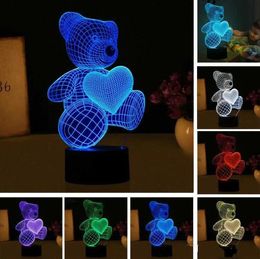 Decorations New Cartoon Love Heart Shape Table lamp USB LED 7 Colours GB1497