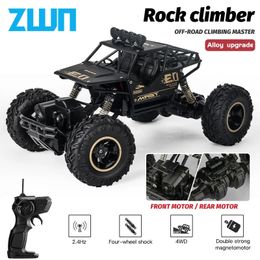 ZWN 1 16 4WD RC Car With Led Lights Radio Remote Control Buggy OffRoad Control Trucks Boys Toys for Children 240105