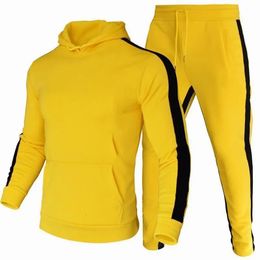 Autumn and Winter Jogging Suits for Men Striped HoodiePants Casual Tracksuit Male Sportswear Gym Casual Clothing Sweat Suit 240106
