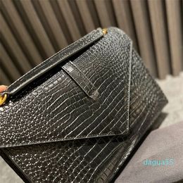 Designer Bag Shoulder Bags Handbags Totes Women's Fashion crocodile grain Cross Body Leather Envelope Messenger Black