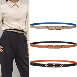 Belts 2024 Women Fashion Wild Genuine Leather Double-sided Two-color Clothing Match Decorated Jeans Suit Simple Cowhide Bucket Belt