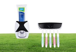 Toothbrush Holders Automatic Toothpaste Dispenser Holder Set Dustproof And Suction Wallmounted Bathroom Squeezer5512599