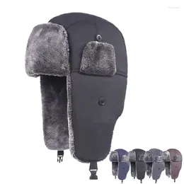 Berets Winter Hat Velvet Thick Bomber Ear Protection Windproof Cold-Proof Warm Snow Ski Slouchy Cap