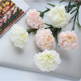 Silks Carnations Red Bouquet Pink Fake Flowers for Wedding Party Festival DIY Gift Wall Mother Day Home Decoration