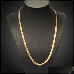 Pendant Necklaces 18K Real Gold Plated Necklace With Stamp Men Jewellery Wholesale Trendy Chunky Snake Chain 18-28 Drop Delivery Pendan Dhrtw