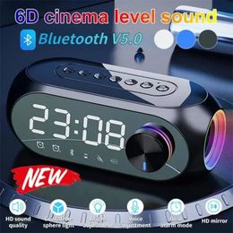 Multifunction S8 Wireless Bluetooth Speaker Mirror Alarm Clock Stereo Speakers Table FM Radio TF Card Dual 240106