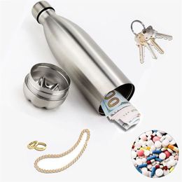 Outdoor sports shunt water bottle with storage detachable bottom safe and secret collect box for pill storage &hidden money gift265S