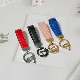 Keychains Fashion Lychee Pattern Car Keychain Colourful PU Leather Key Chain Pendant High Quality Metal Buckle Keyring Cute Short