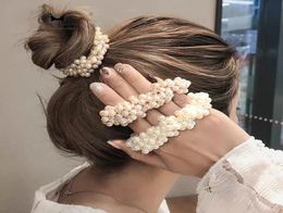 1Pc Fashion Girls Pearl Hair Ring Tie Beads Hair Elastic Rubber Bands Korean Scrunchie Gum Headdress2571137