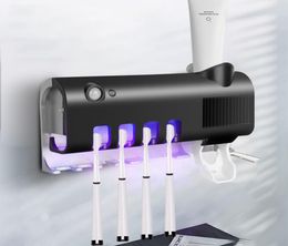 Solar Energy UV Electric Toothbrush Disinfectant Cleaning Storage Bathroom No Need Charge Toothpaste Dispenser Holder Sanitizer5201901